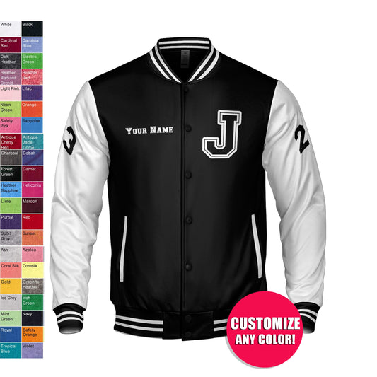 black and white varsity jacket