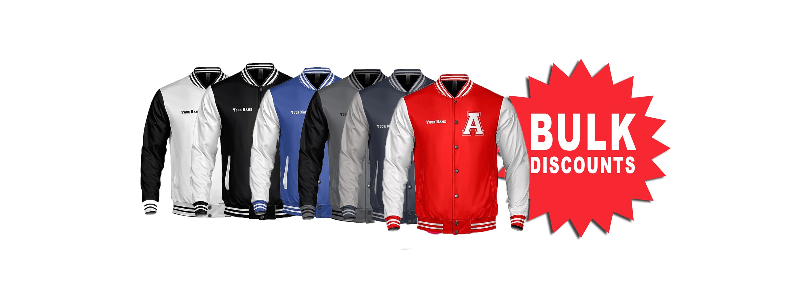 bulk discounts varsity jacket specials
