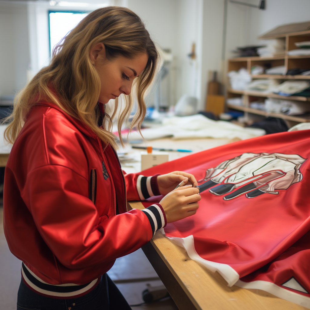 black varsity jacket team support