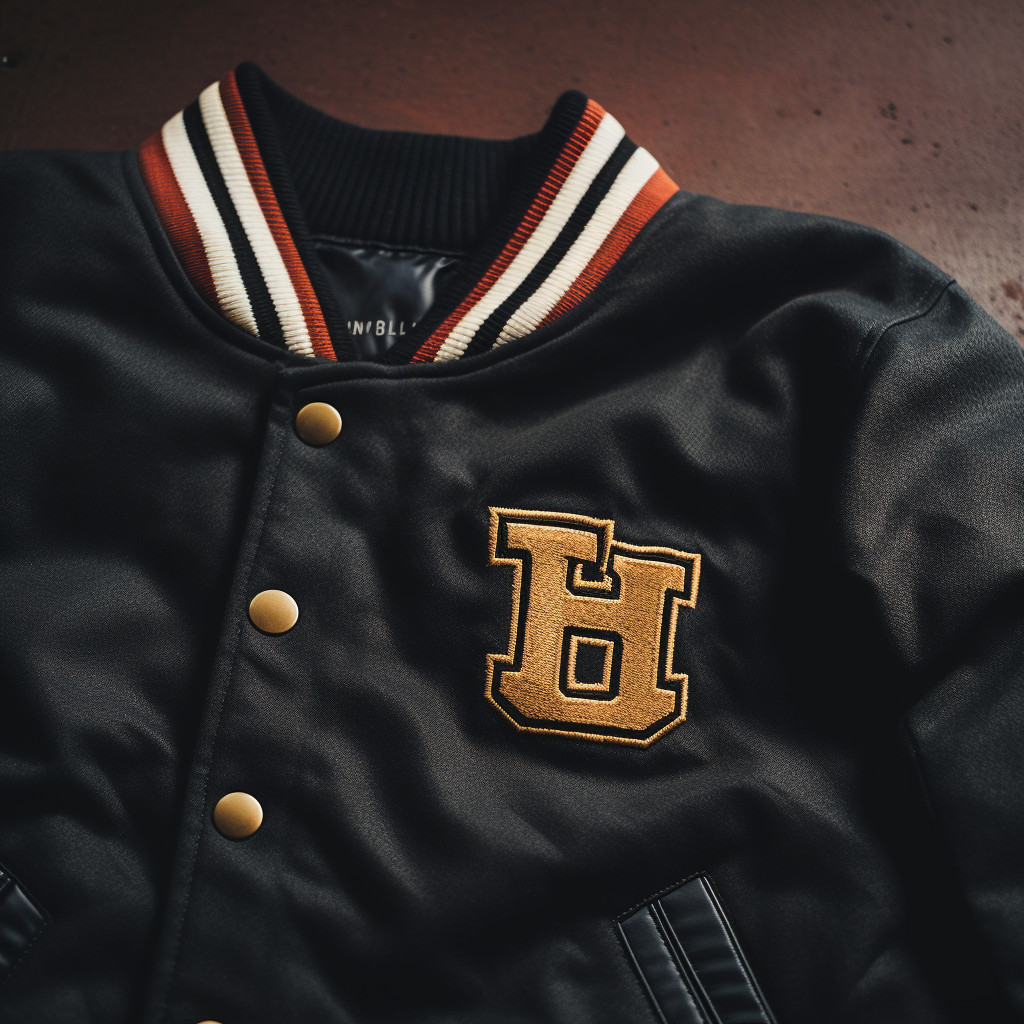 black varsity jacket custom text
