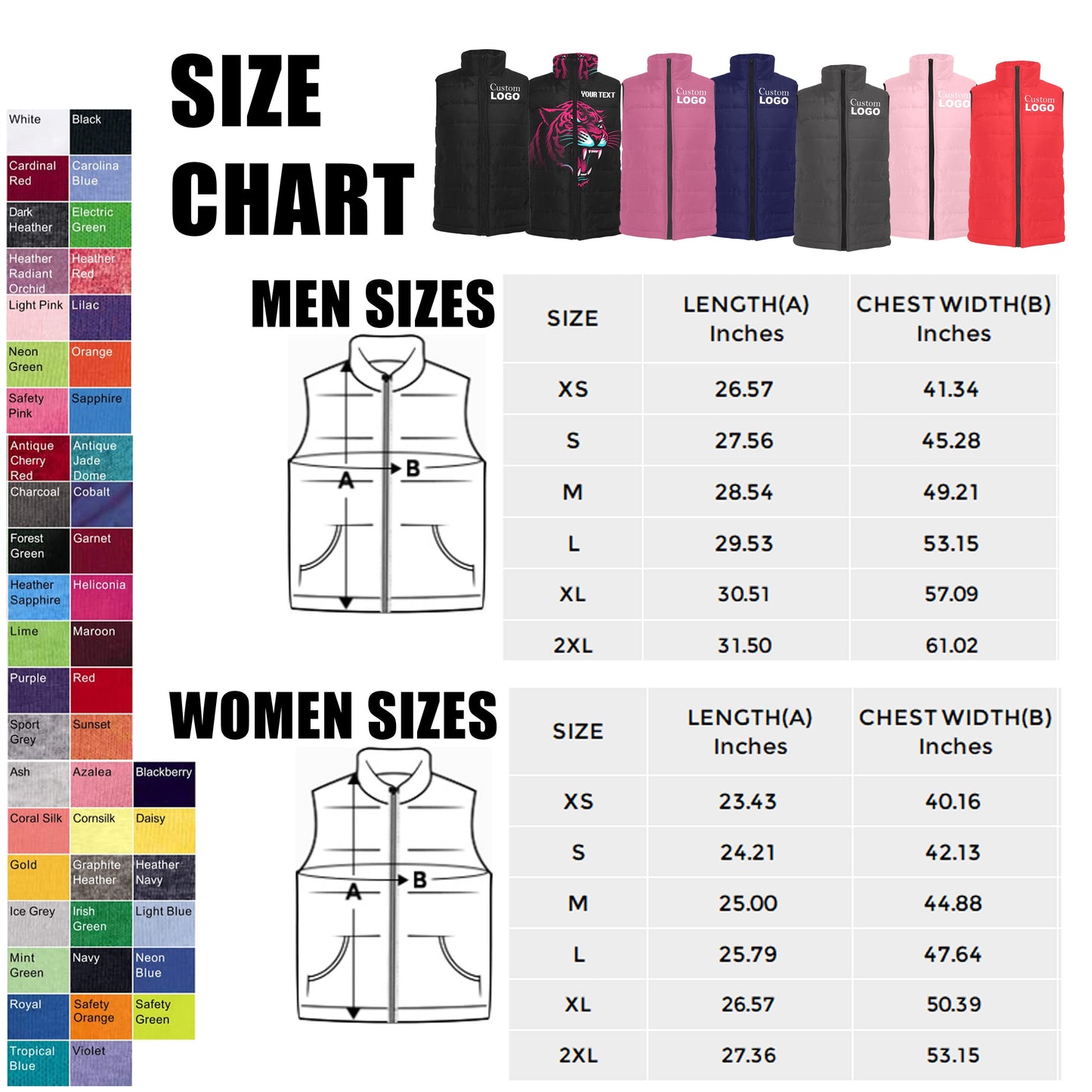 Custom Padded Vest Jacket - Available In All Colors