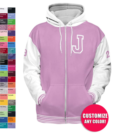 Pink And White Varsity Hoodie | Varsity Hoodie