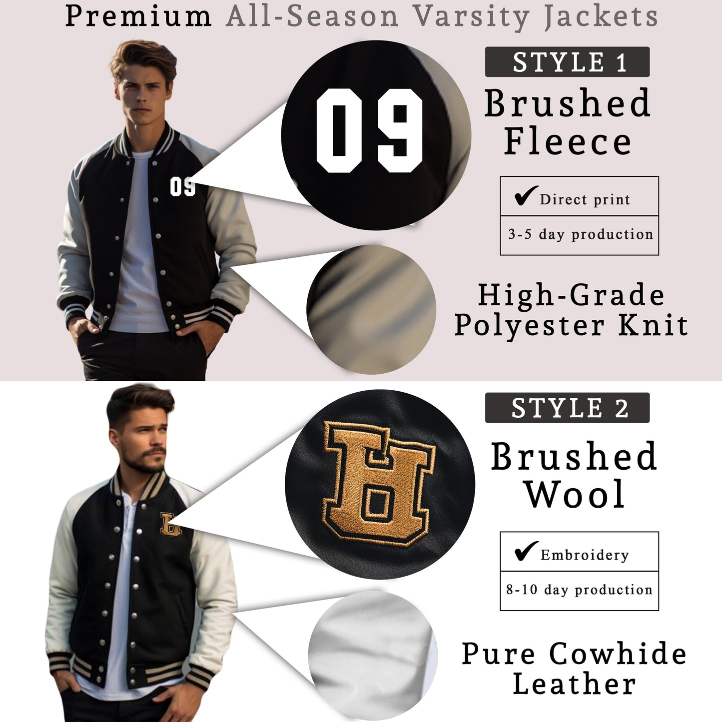 Grey And Black Varsity Jacket | Black And Grey Letterman Jacket