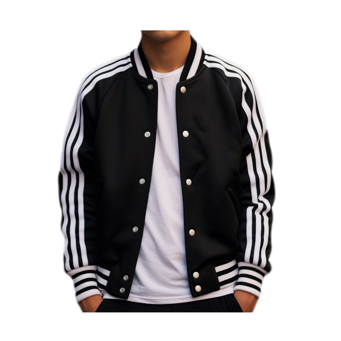 Black Striped Varsity Jacket