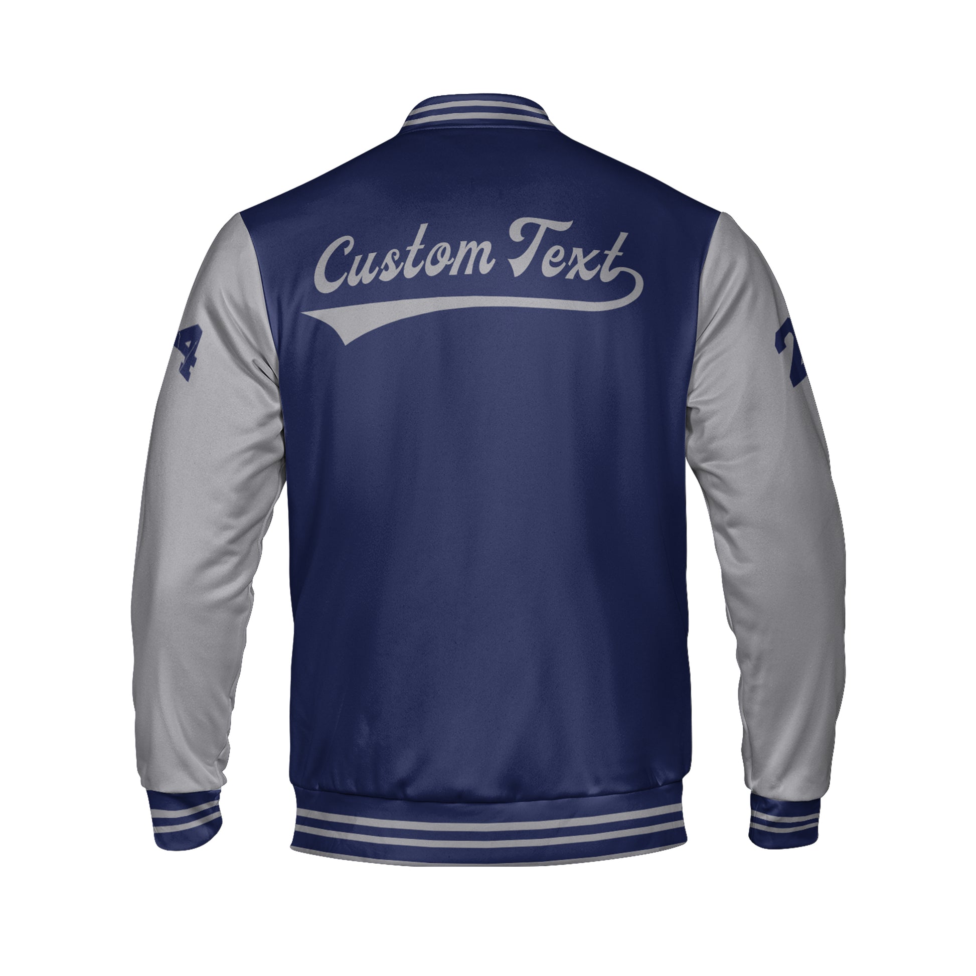 blue and grey letterman jacket