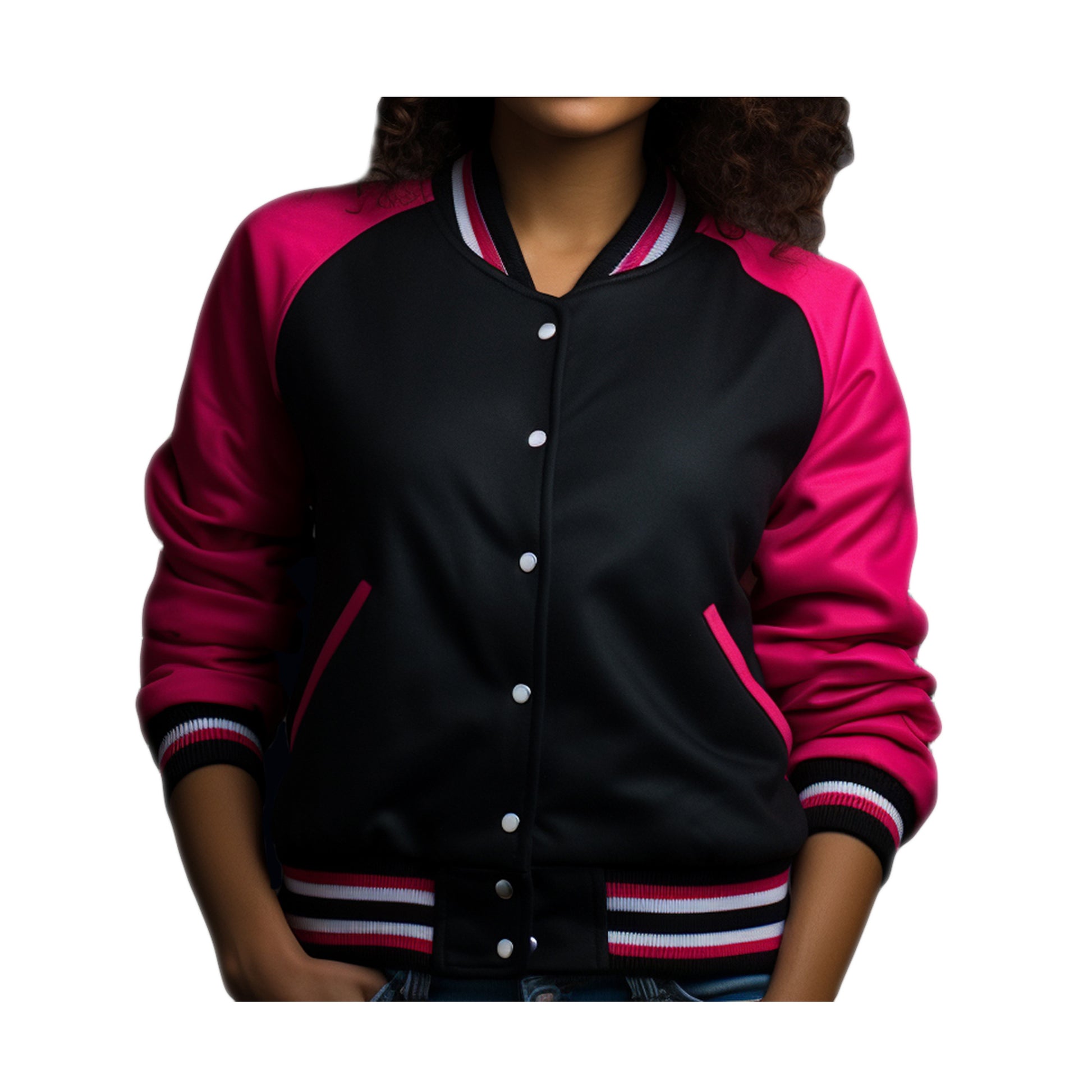 Hot Pink And Black Varsity Jacket