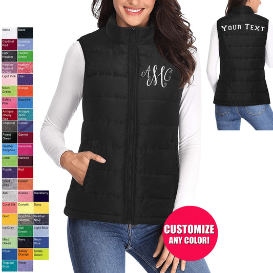 Custom Monogram Padded Vest Jacket - Available In All Colors
