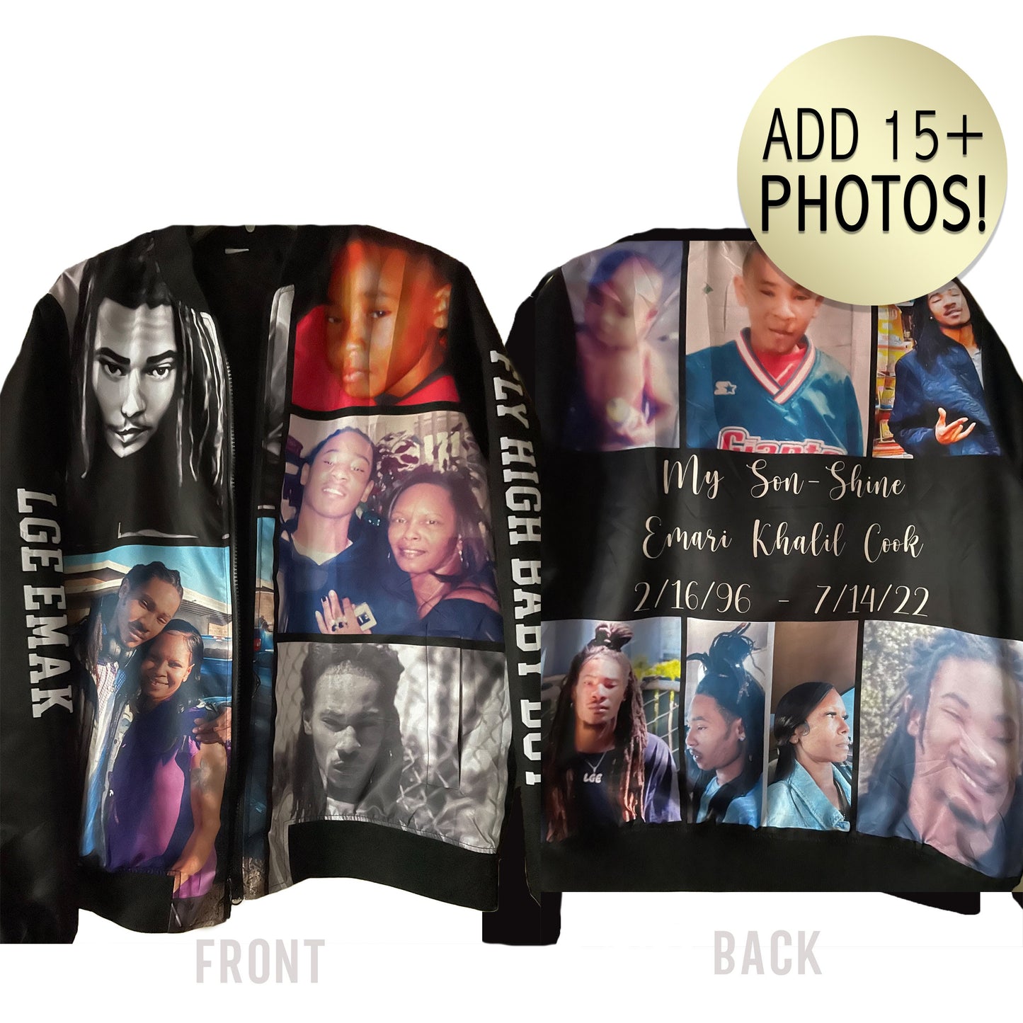 Custom Photo Bomber Jacket  For Men, Women and Kids | Black Vintage Bomber jacket