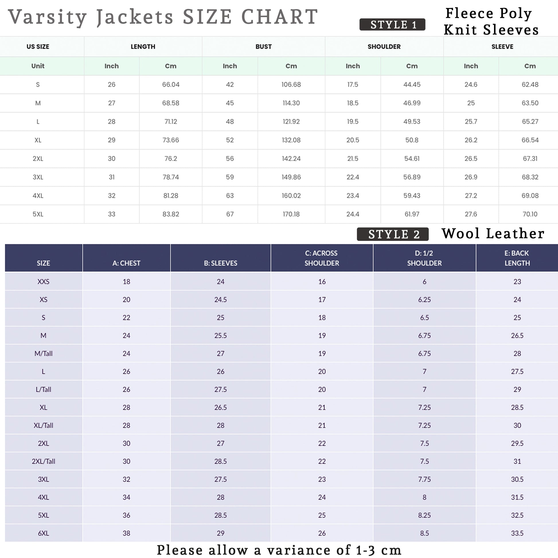 Get your size Blue Varsity Jacket