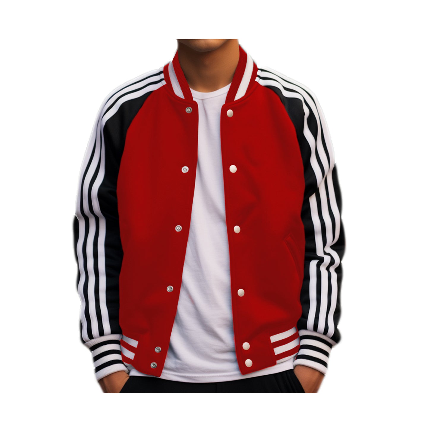 Red And Black Striped Varsity Jacket